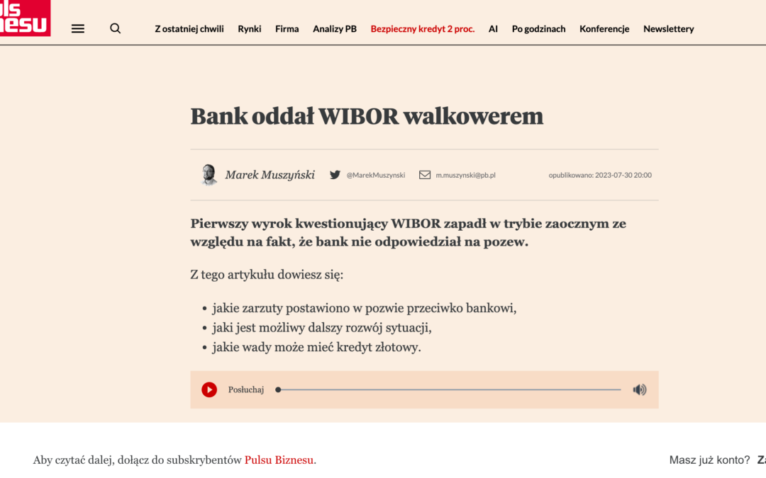 Bank oddał WIBOR walkowerem