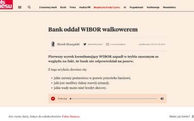 Bank oddał WIBOR walkowerem